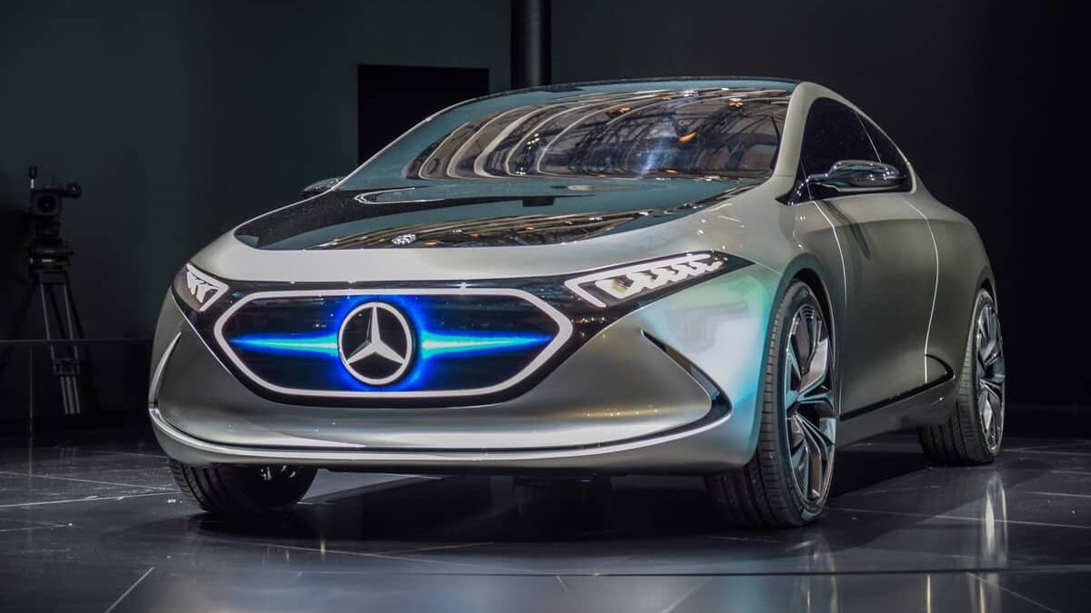Mercedes-Benz Concept EQA is on display at 67th IAA, Frankfurt. Featuring electric motors at the front and at the rear axles, the electric car has power over 200 kW