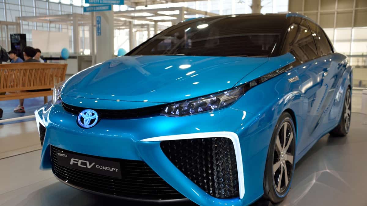 A Toyota FCV concept car. This hydrogen-powered car is commercialized under the Mirai name