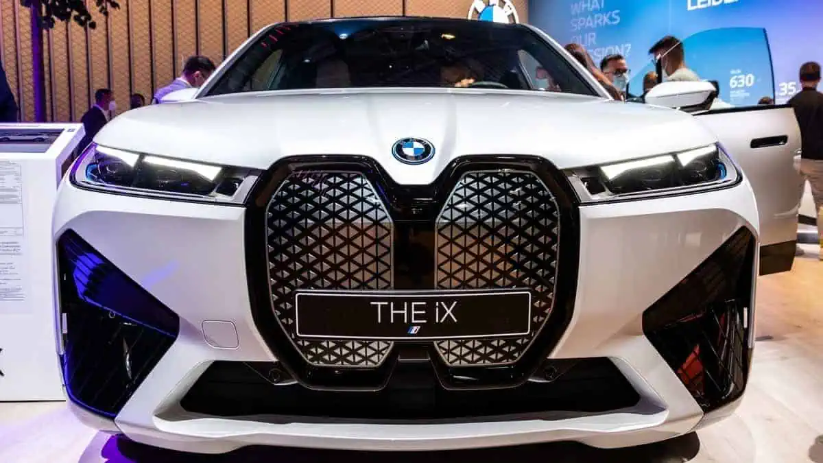 BMW iX all-electric SUV car showcased
