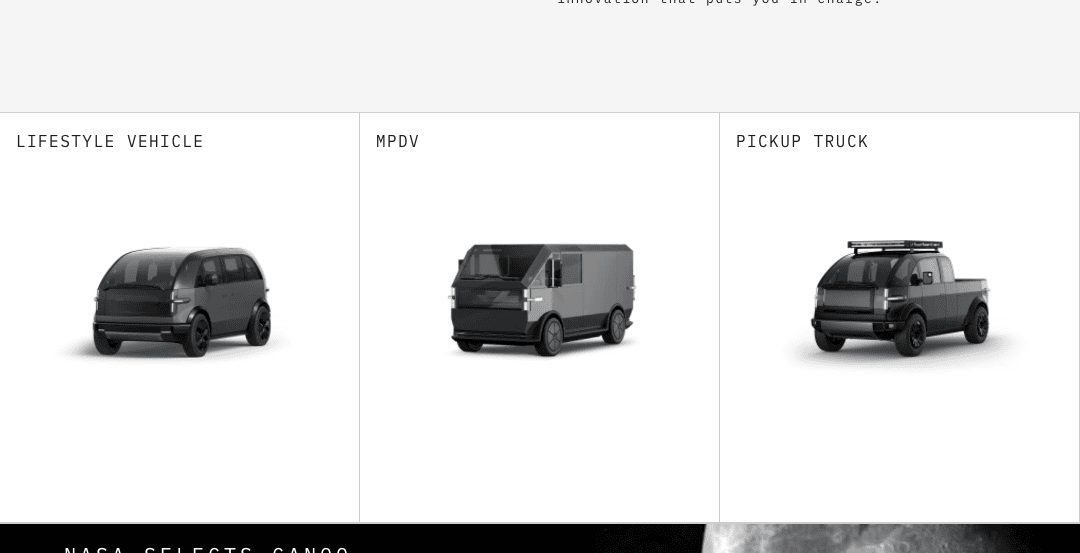 Range of Canoo EV, Courtesy canoo.com