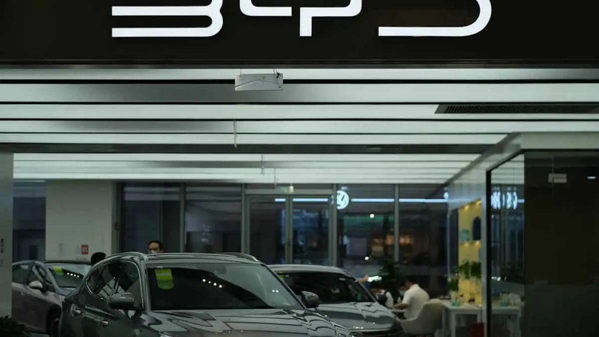 BYD EV retail store. BYD (Build Your Dreams) is a Chinese electric car brand