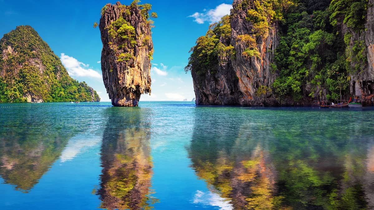 James Bond island in Phang Nga bay. Phuket Thailand Scenic Landscape