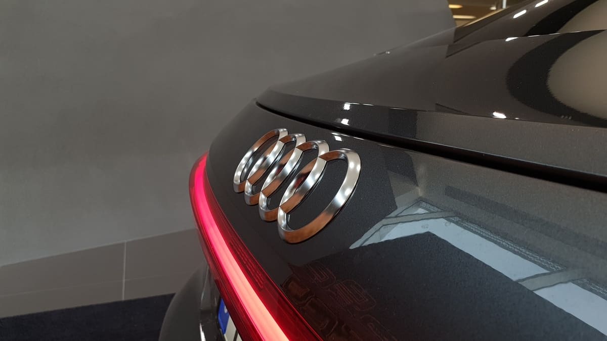 Audi e-tron GT exterior interior Electric EV emblem showroom in Orebro Sweden