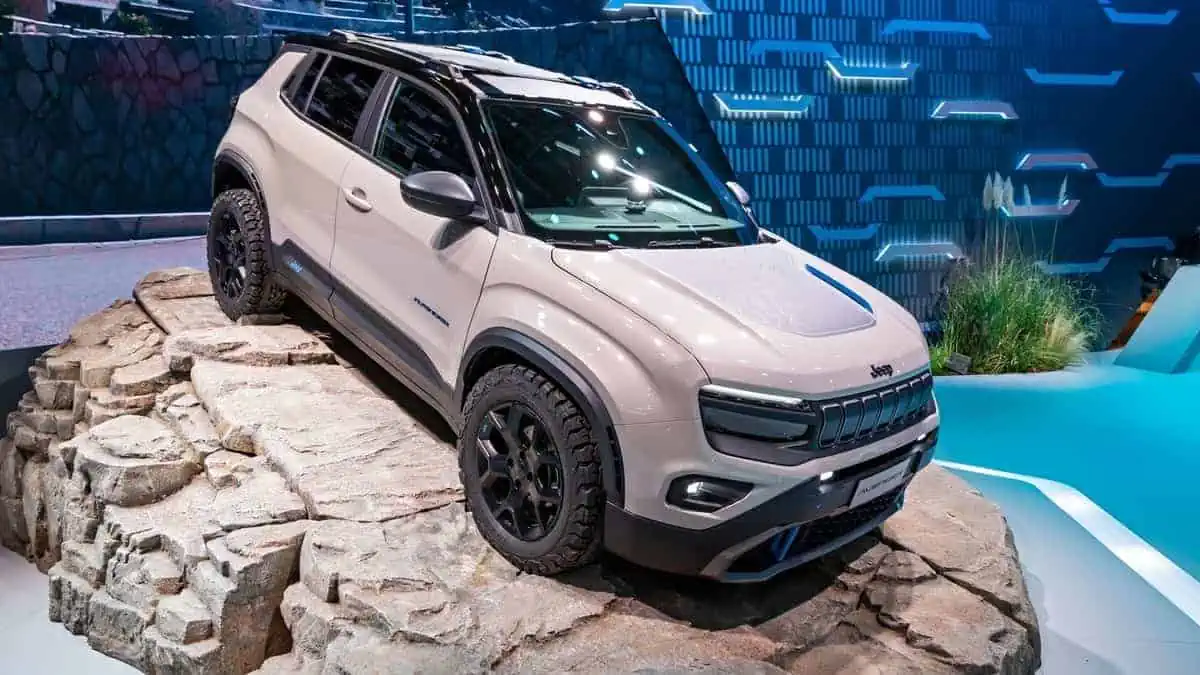 Jeep Avenger full-electric SUV car showcased at the Paris Motor Show, France - October 17, 2022
