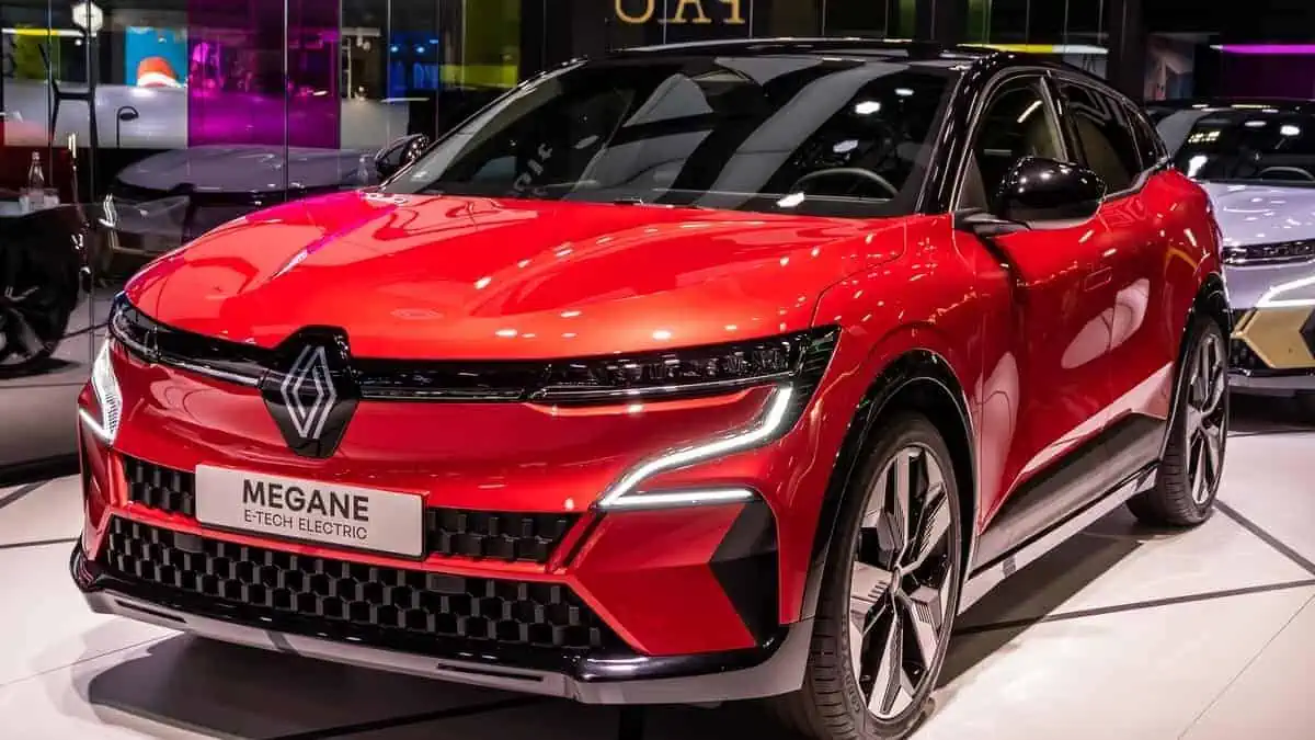 Renault Megane E-Tech electric car showcased at the Paris Motor Show, France - October 17, 2022.