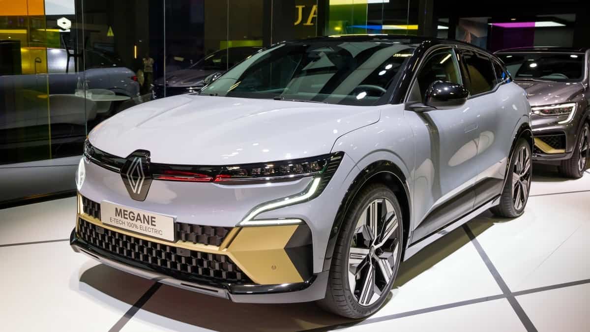 Renault Megane E-Tech electric car showcased at the Paris Motor Show, France - October 17, 2022.